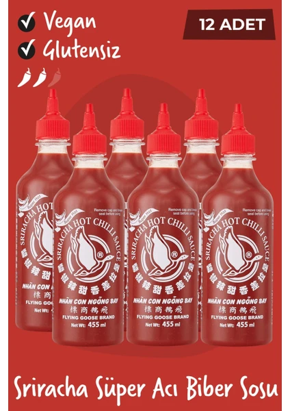 Flying Goose Sriracha Süper Acı Chilli Biberi Sosu 455ML 12 Adet