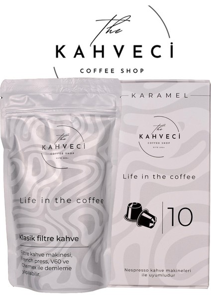 Nespresso Uyumlu Karamel Kapsül Kahve 10'lu + Klasik Filtre Kahve 200GR.