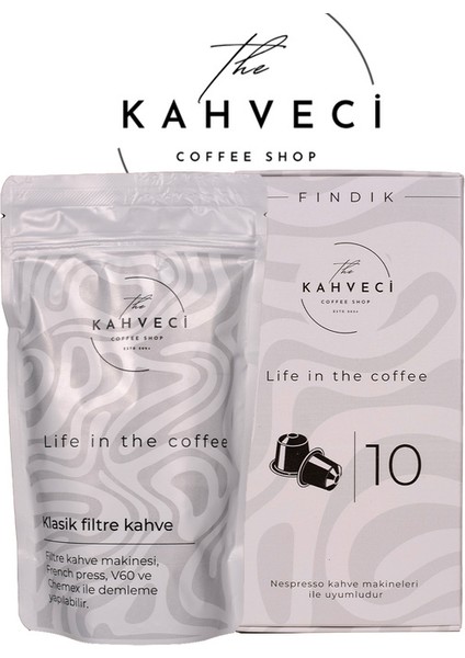 Nespresso Uyumlu Fındık Kapsül Kahve 10'lu + Klasik Filtre Kahve 200 Gr.