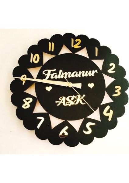 Aşk -Kalp Temalı Duvar Saati Kişiye Özel Isim Yazılı modelleri