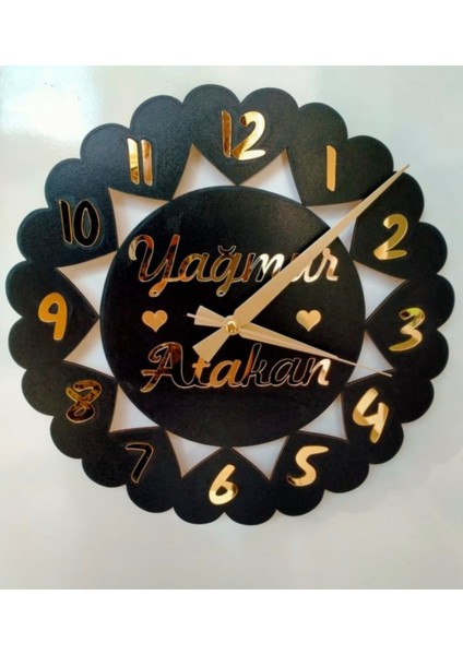 Aşk -Kalp Temalı Duvar Saati Kişiye Özel Isim Yazılı fırsatları