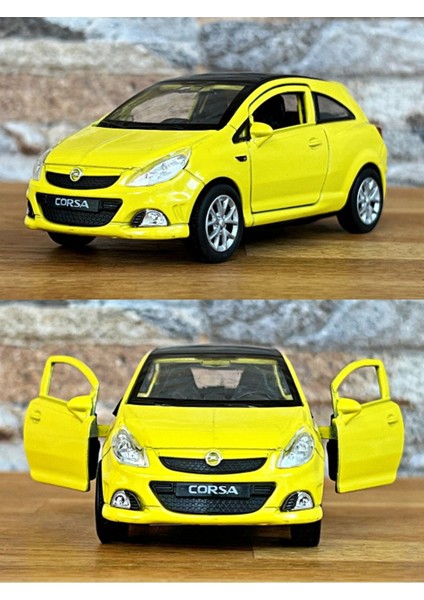 Opel Corsa Opc Çek Bırak Die - Cast Metal Model Araba - Sarı 11.5 cm