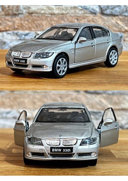 Bmw 330I Çek Bırak Die - Cast Metal Model Araba - Gri 11.5 cm
