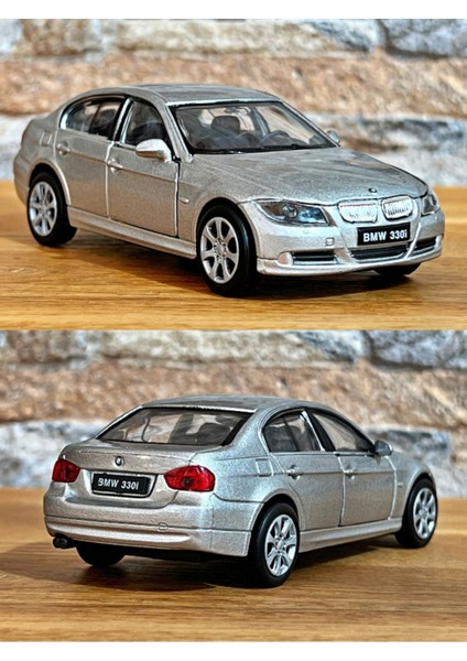 Bmw 330I Çek Bırak Die - Cast Metal Model Araba - Gri 11.5 cm