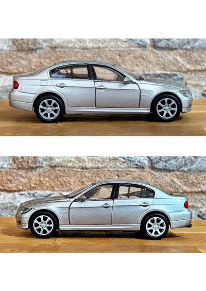 Bmw 330I Çek Bırak Die - Cast Metal Model Araba - Gri 11.5 cm