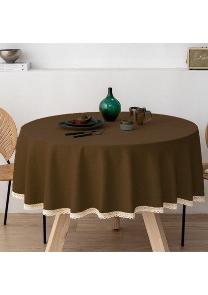 Meral Kurşun Collection Güpür Detaylı Dertsiz Yuvarlak Masa Örtüsü