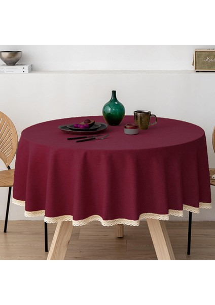 Meral Kurşun Collection Güpür Detaylı Dertsiz Yuvarlak Masa Örtüsü