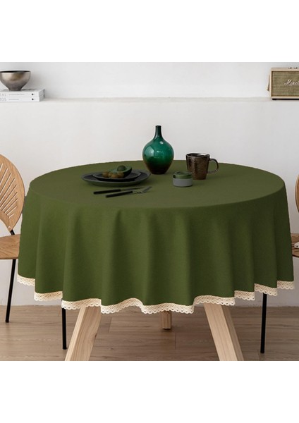 Meral Kurşun Collection Güpür Detaylı Dertsiz Yuvarlak Masa Örtüsü
