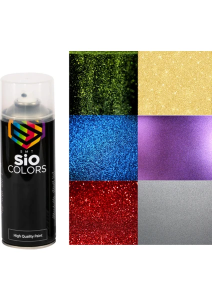 Sio Colors Simli Metalik Sprey Boya Extra Pigmentli Özel Yapım 400 ml (Araba-Metal-Ahşap-Plastik)