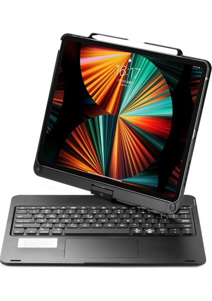 iPad Pro 12.9 Inç (2018) Uyumlu Fuchsia Magic Dönen Klavyeli Tablet Kılıf