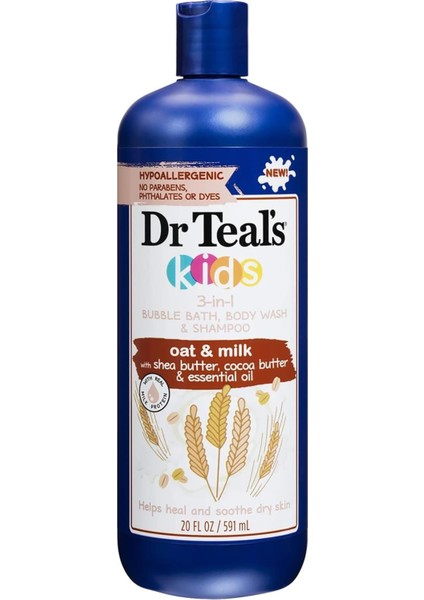 Dr.teals Kids Oat & Milk 3in1 Banyo Köpüğü + Vücut Şampuanı + Şampuan 591ML