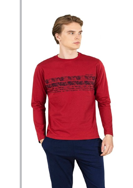 Pierre Cardin 6034 Erkek Uzun Kollu Pijama Takımı-Bordo L