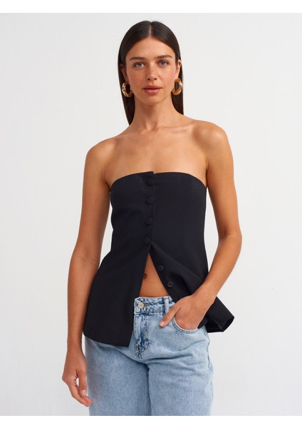 60549 Straplez Top-Siyah