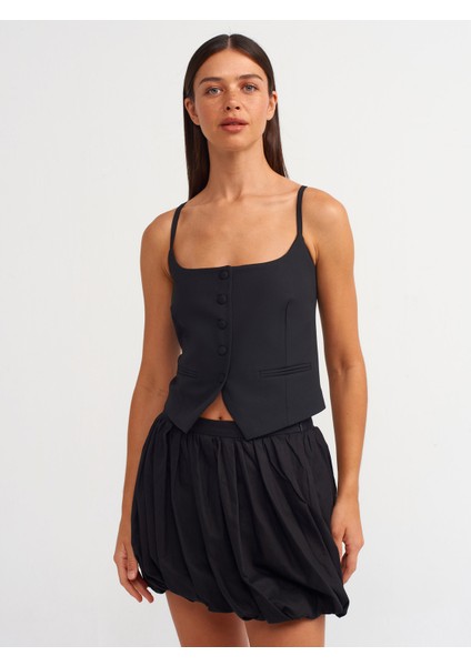 60548 Düğmeli Klasik Top-Siyah