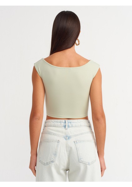 20869 Kayık Yaka Crop Top-Mint fiyatları