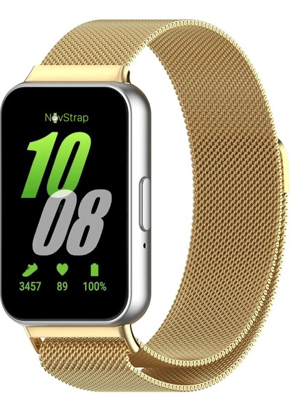 Samsung Galaxy Fit 3 ile Uyumlu Kordon Mıknatıslı Metal Hasır Kordon Kayış