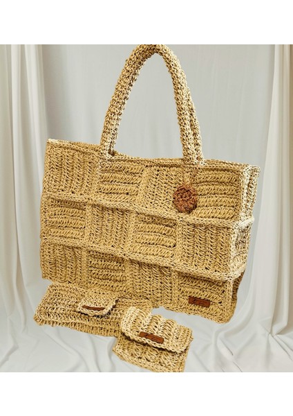 El Yapımı Örgü Hasır Patchwork Tasarım Çanta, Plaj Çantası (Hediyeli) modelleri