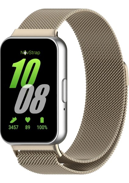 Samsung Galaxy Fit 3 ile Uyumlu Kordon Mıknatıslı Metal Hasır Kordon Kayış