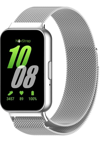 Samsung Galaxy Fit 3 ile Uyumlu Kordon Mıknatıslı Metal Hasır Kordon Kayış