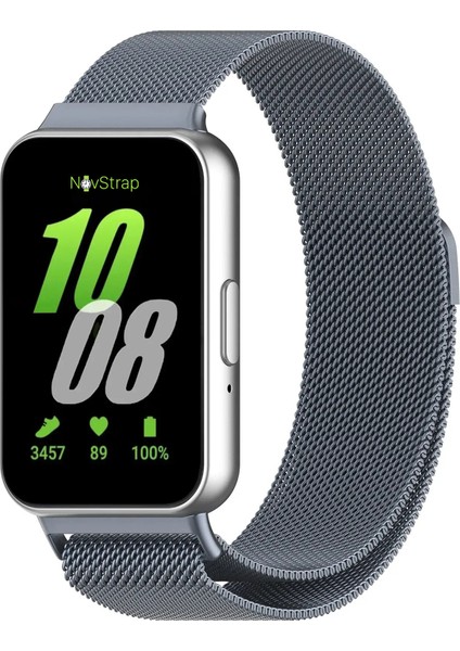 Samsung Galaxy Fit 3 ile Uyumlu Kordon Mıknatıslı Metal Hasır Kordon Kayış