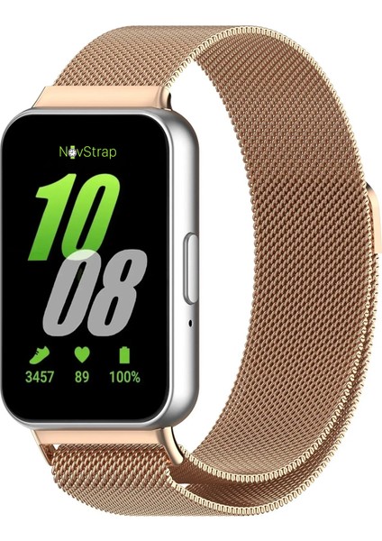 Samsung Galaxy Fit 3 ile Uyumlu Kordon Mıknatıslı Metal Hasır Kordon Kayış