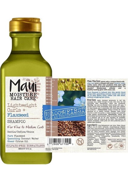 Flaxseed Hafif Bukleli Saçlar Için Şampuan 385ml