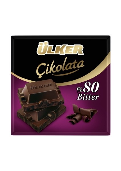 Bitter %80 Kare Çikolata 60 Gr. (6'lı)