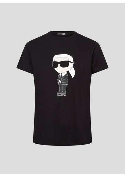 Yuvarlak Yaka Baskılı Siyah Kadın T-Shirt 240W1700 fiyatları