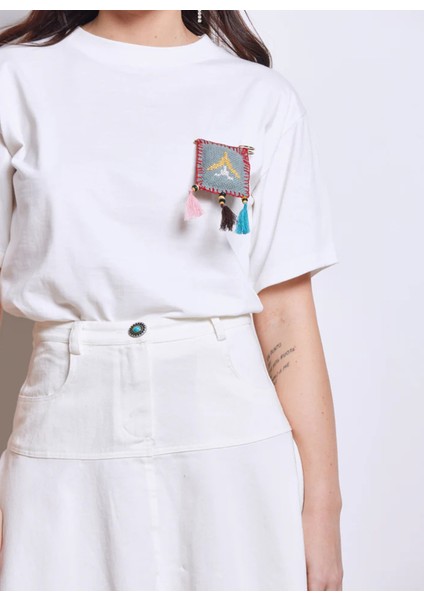 Yüksek Bel Beyaz Kadın Denim Etek GOKD05160 modelleri