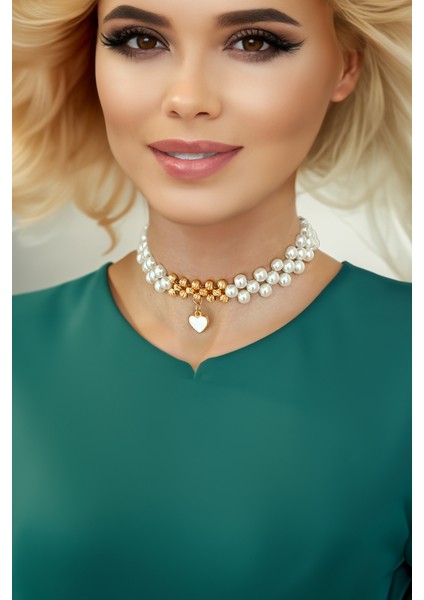 Minimalist Tasarım Inci Choker Kolye, Inci Kolye, Kalpli Kolye ,incili Kolye, Taşlı Choker Kolye, Gül Choker, Tasma