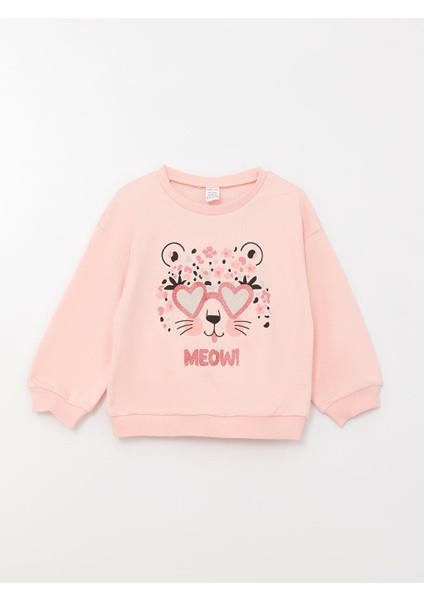 Lcw Baby Bisiklet Yaka Uzun Kollu Baskılı Kız Bebek Sweatshirt 2'li