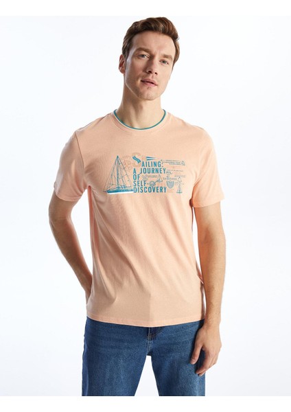 Lcwaıkıkı Classic Bisiklet Yaka Kısa Kollu Baskılı Penye Erkek Tişört