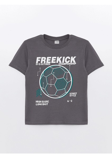 Lcw Kids Bisiklet Yaka Baskılı Kısa Kollu Erkek Çocuk Tişört
