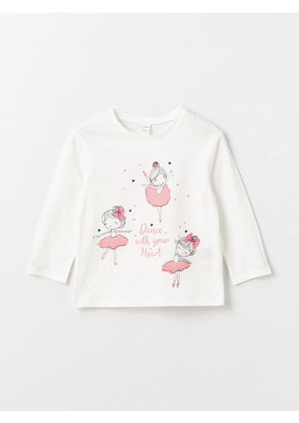 Lcw Baby Bisiklet Yaka Baskılı Uzun Kollu Kız Bebek Tişört