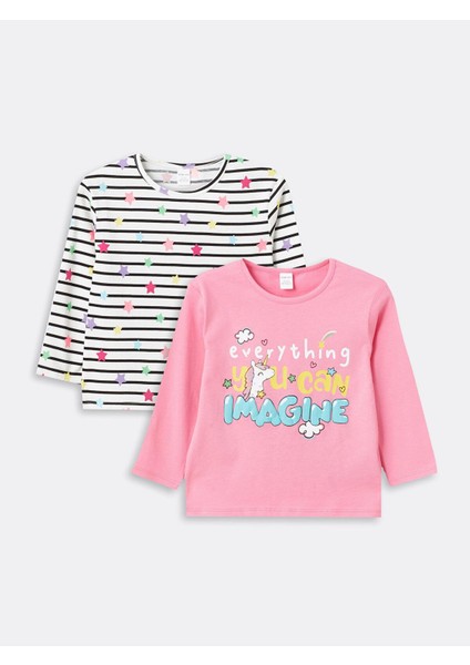 Lcw Baby Bisiklet Yaka Uzun Kollu Kız Bebek Tişört 2'li