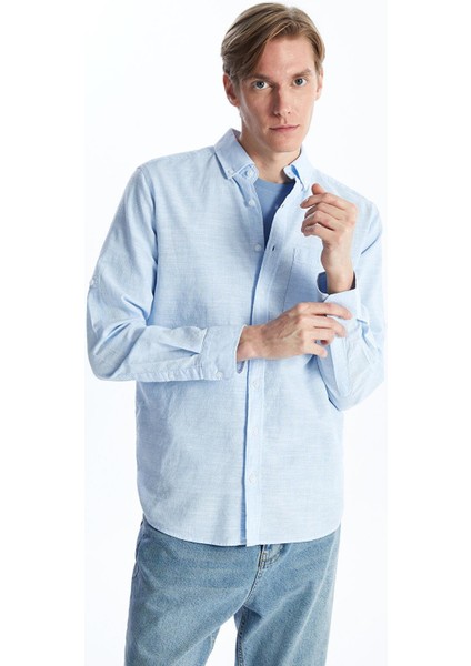 Lcwaıkıkı Classic Regular Fit Uzun Kollu Keten Karışımlı Erkek Gömlek