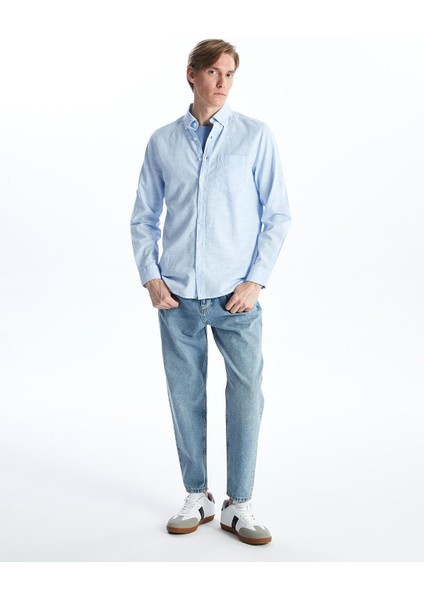 Lcwaıkıkı Classic Regular Fit Uzun Kollu Keten Karışımlı Erkek Gömlek
