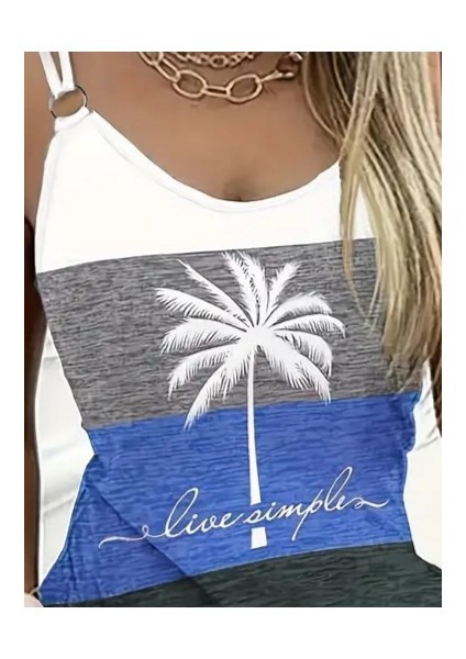 Kadın Çift Askılı Palmiye Desen Çok Renkli Süprem Elbise fiyatları