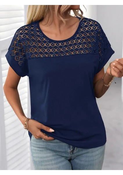 Kadın Kısa Kollu Bisiklet Yaka Salaş Viskon Bluz fiyatları