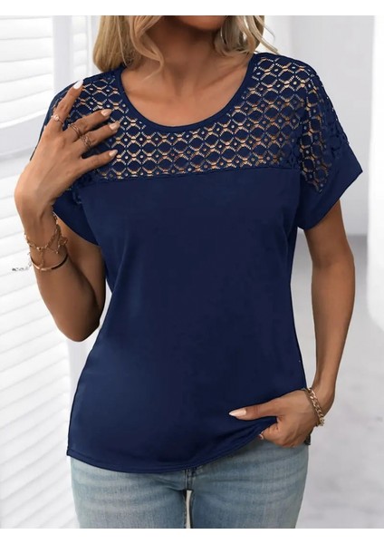 Kadın Kısa Kollu Bisiklet Yaka Salaş Viskon Bluz modelleri