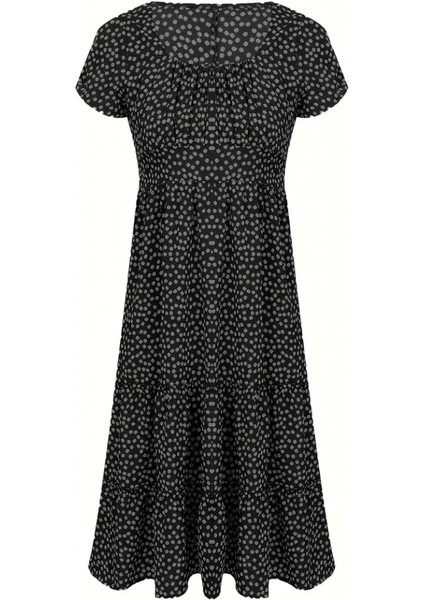 Kadın Kısa Kollu Mini Çiçek Baskılı Süprem Mini Boy Elbise fırsatları