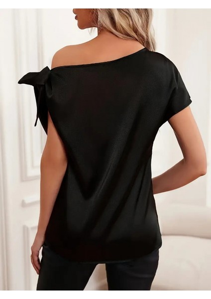 Kadın Tek Omuz Bağlamalı Saten Bluz modelleri