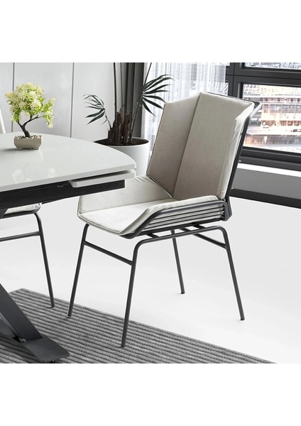 Ynca Metal Ayaklı Kumaş Salon Balkon ve Mutfak Sandalyesi 1 Adet Krem