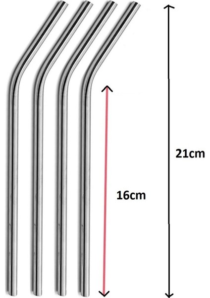 5 Parça Paslanmaz Çelik Pipet ve Pipet Temizleme Fırçası Seti