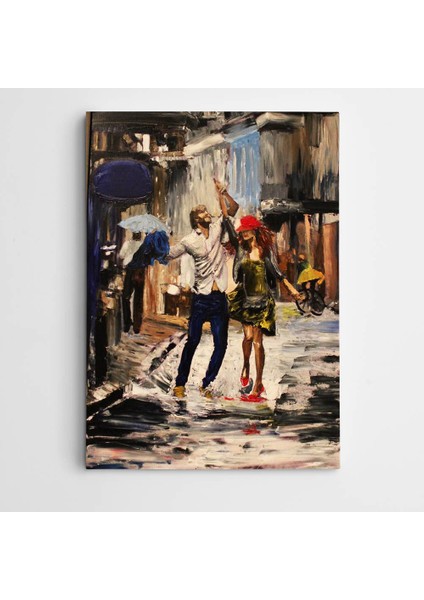 Sokakta Sevgililer Modern Sanat Kanvas Tablo