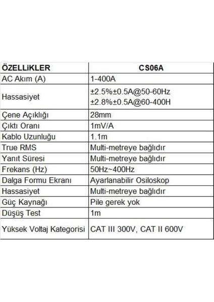 Ut CS06A 400A Ac Akım Kelepçe Sensörü Ölçü Aleti