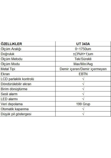 Ut 343A Boya ve Kaplama Kalınlığı Ölçüm Aleti