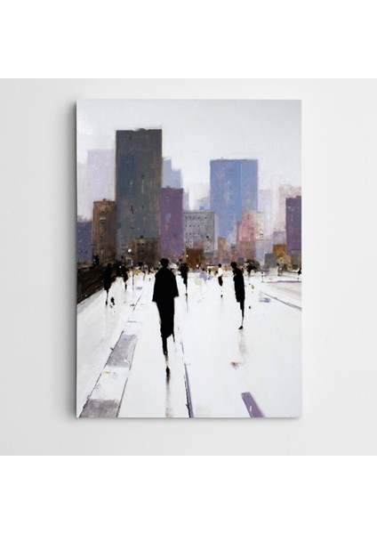 Silüetler ve Şehir Modern Sanat Kanvas Tablo