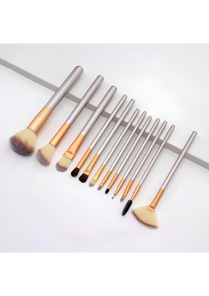 Professional Makeup Brush Champagne Serisi 12'Li Makyaj Fırça Seti
