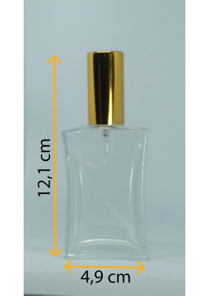 Boş Parfüm Şişesi 50 ml (10 Adet) Sarı Kapak Plastik Valf Içbükey Boş Şişe modelleri
